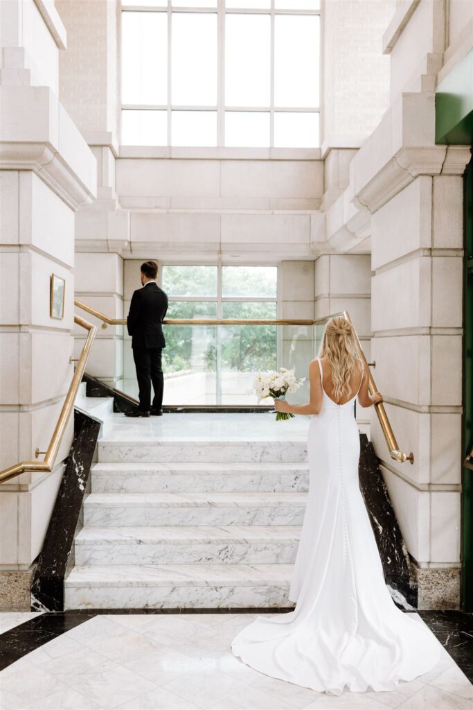 First look between bride and groom