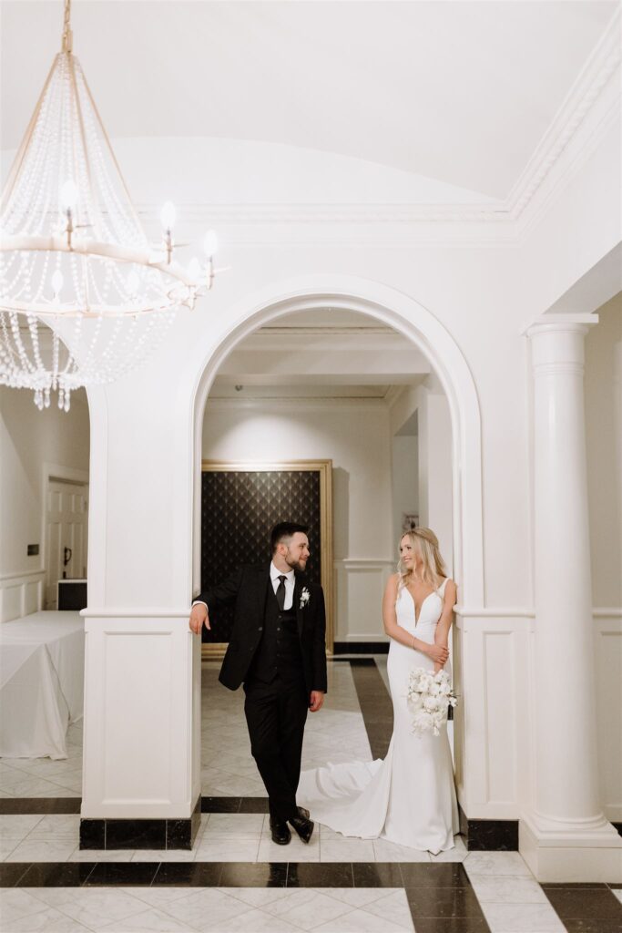 Wedding portrait at Hotel Indigo in Omaha NE