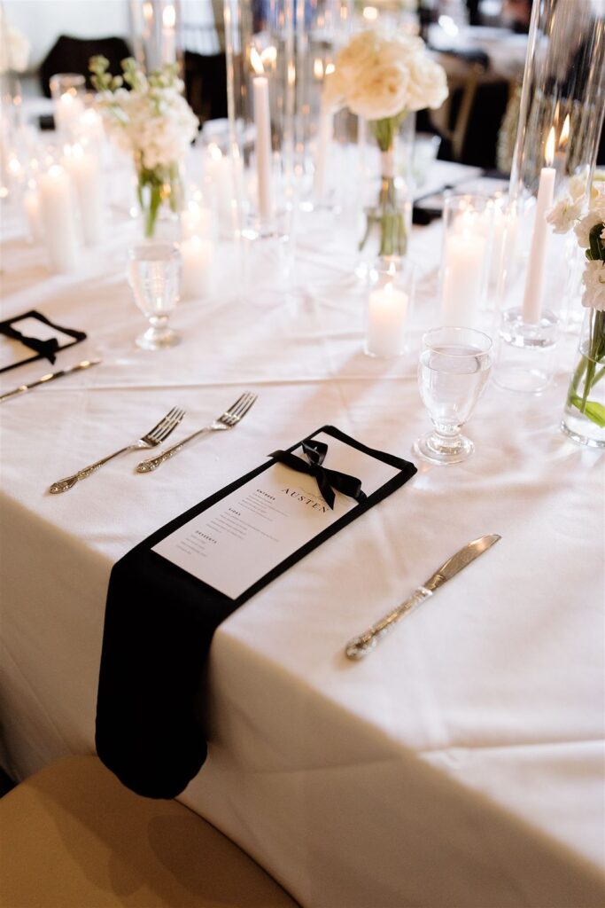 Wedding reception design at Leo Ballroom wedding.
